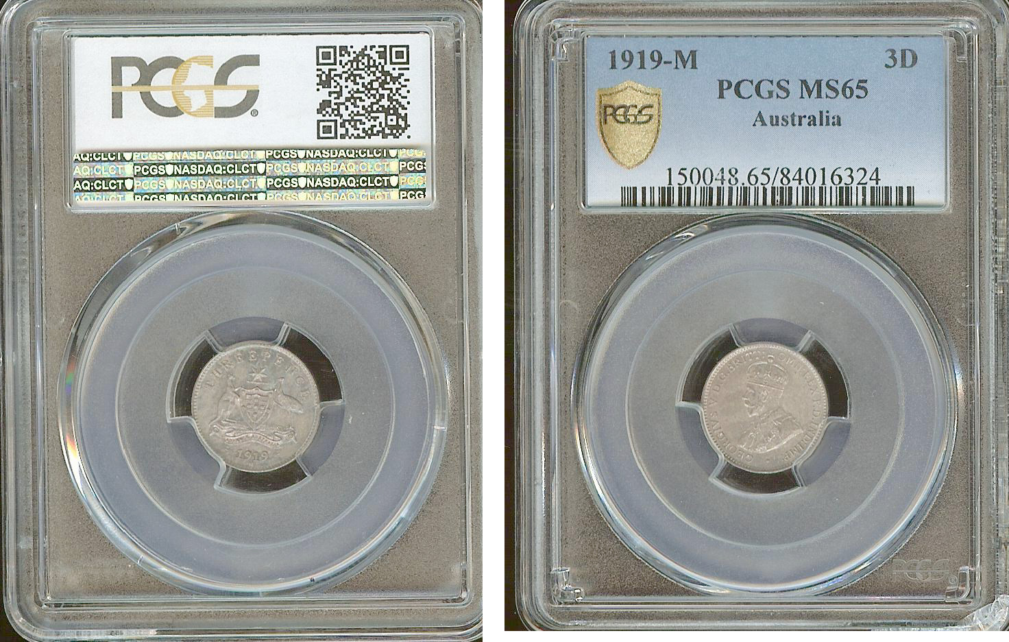 Australian 3 pence 1919 PCGS MS65